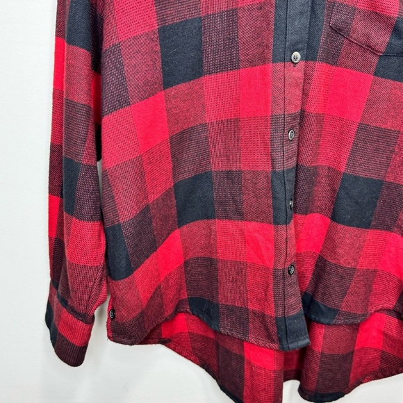 Madewell Flannel Side-Button Oversized Ex-Boyfriend Shirt Buffalo Check Large - Picture 12 of 14